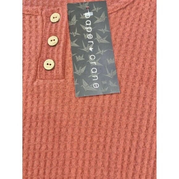 NWT Paper Crane Rust Crop Tie Front Soft Long Sleeve Top Women Size Small - Picture 4 of 8
